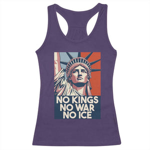 Statue Of Liberty No Kings No War No Ice Racerback Tank Top Freedom Protest Gift TS12 Purple Print Your Wear