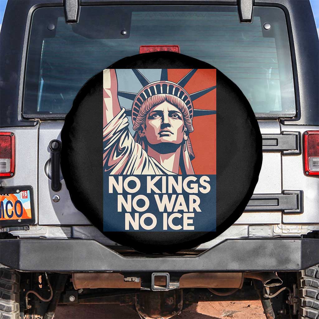 Statue Of Liberty No Kings No War No Ice Spare Tire Cover Freedom Protest Gift TS12 No hole Black Print Your Wear