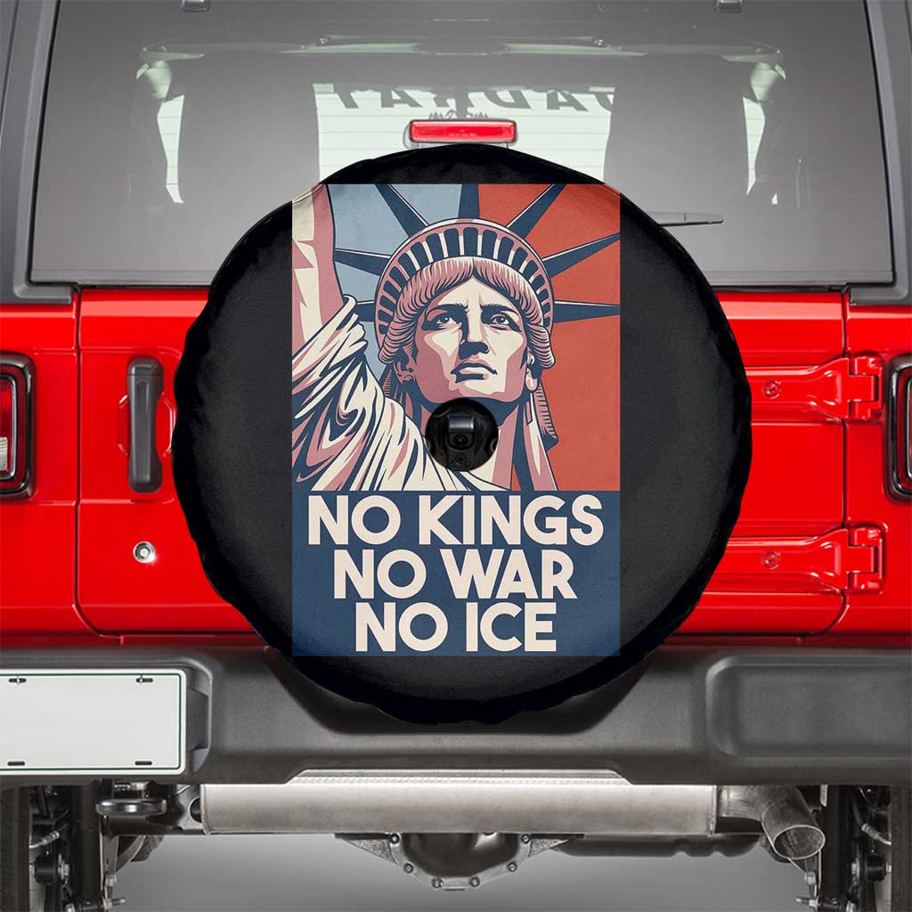 Statue Of Liberty No Kings No War No Ice Spare Tire Cover Freedom Protest Gift TS12 Black Print Your Wear