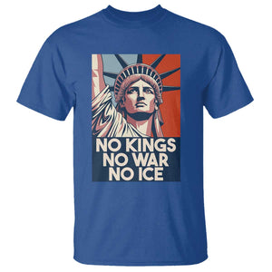 Statue Of Liberty No Kings No War No Ice T Shirt Freedom Protest Gift TS12 Royal Blue Print Your Wear