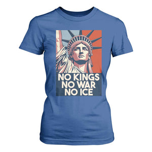 Statue Of Liberty No Kings No War No Ice T Shirt For Women Freedom Protest Gift TS12 Royal Blue Print Your Wear