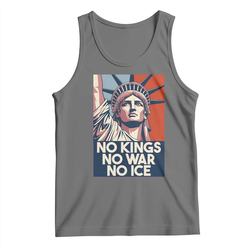 Statue Of Liberty No Kings No War No Ice Tank Top Freedom Protest Gift TS12 Black Heather Print Your Wear