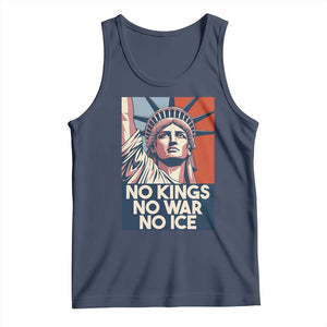Statue Of Liberty No Kings No War No Ice Tank Top Freedom Protest Gift TS12 Navy Print Your Wear