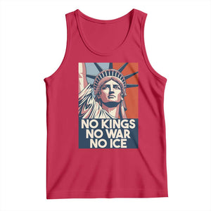 Statue Of Liberty No Kings No War No Ice Tank Top Freedom Protest Gift TS12 Red Print Your Wear