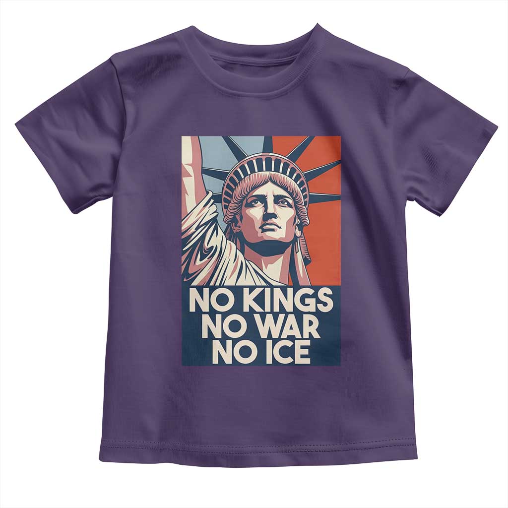 Statue Of Liberty No Kings No War No Ice Toddler T Shirt Freedom Protest Gift TS12 Purple Print Your Wear