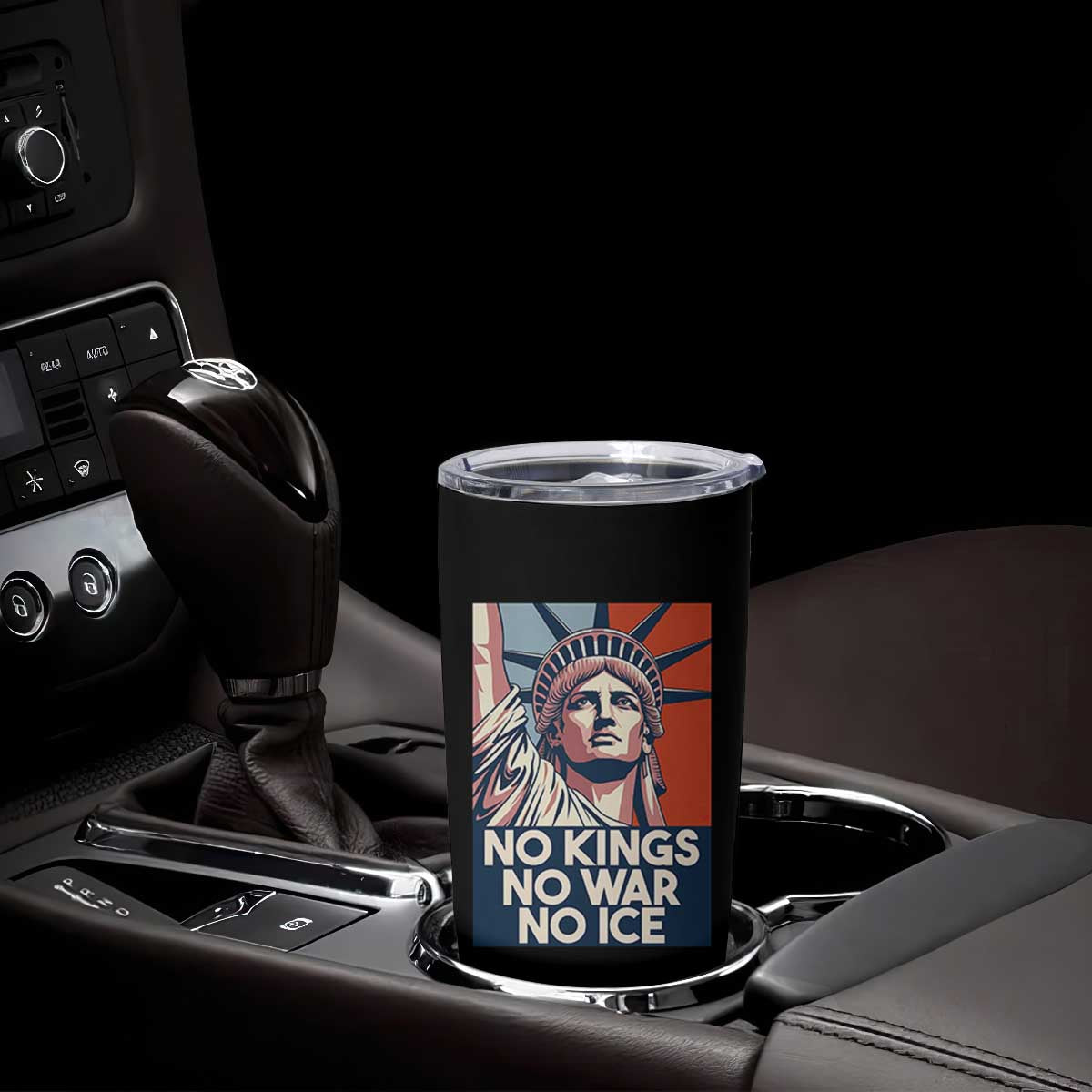 Statue Of Liberty No Kings No War No Ice Tumbler Cup Freedom Protest Gift TS12 Print Your Wear