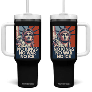 Statue Of Liberty No Kings No War No Ice Tumbler With Handle Freedom Protest Gift TS12 One Size: 40 oz Black Print Your Wear