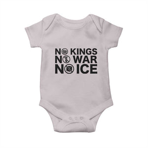 Anti Monarchy Political Baby Onesie No Kings No Wars No Ice TS12 Ice Gray Print Your Wear