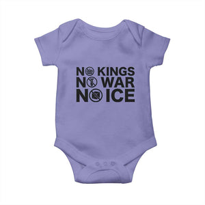 Anti Monarchy Political Baby Onesie No Kings No Wars No Ice TS12 Violet Print Your Wear