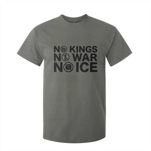 Anti Monarchy Political T Shirt For Kid No Kings No Wars No Ice TS12 Military Green Print Your Wear