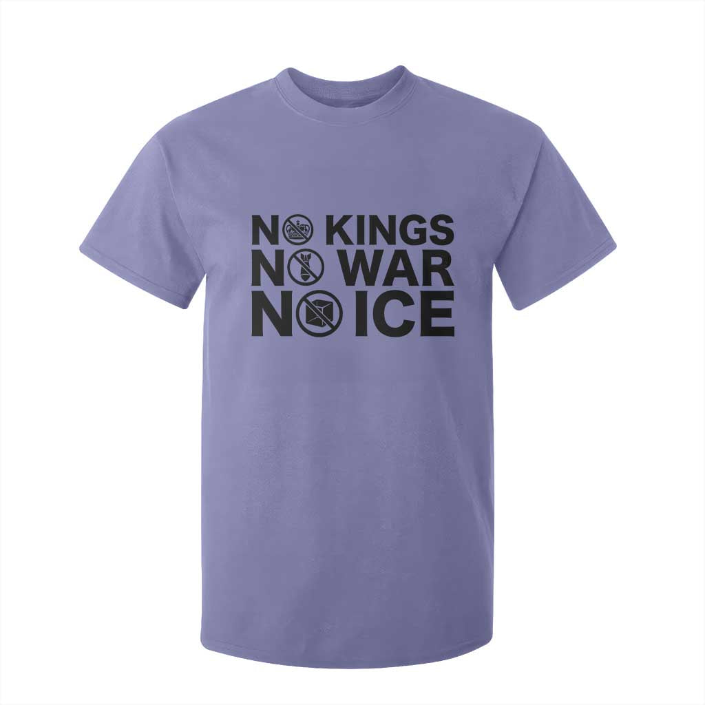 Anti Monarchy Political T Shirt For Kid No Kings No Wars No Ice TS12 Violet Print Your Wear
