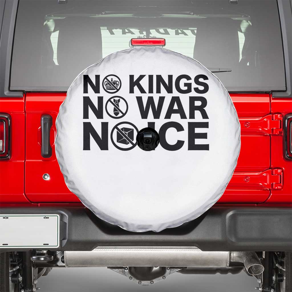 Anti Monarchy Political Spare Tire Cover No Kings No Wars No Ice TS12 White Print Your Wear