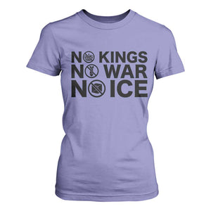 Anti Monarchy Political T Shirt For Women No Kings No Wars No Ice TS12 Violet Print Your Wear