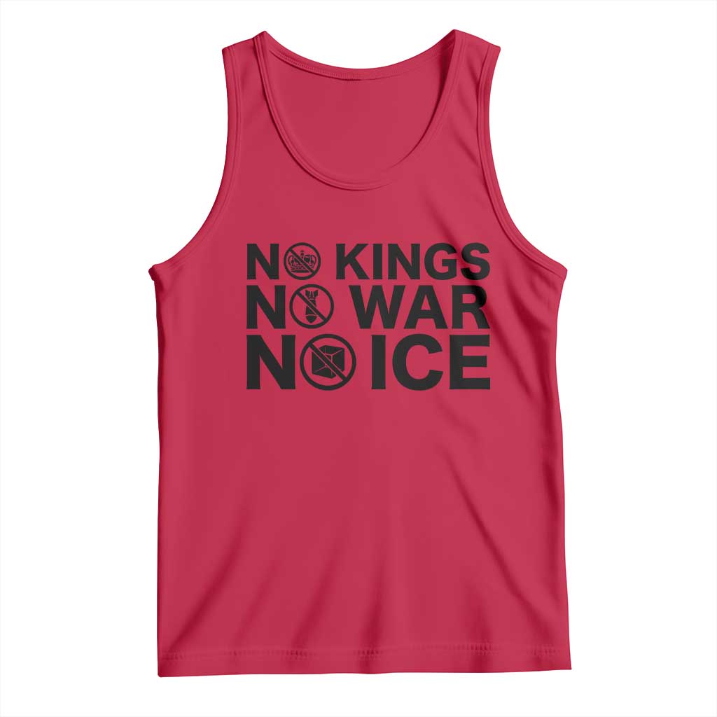 Anti Monarchy Political Tank Top No Kings No Wars No Ice TS12 Red Print Your Wear
