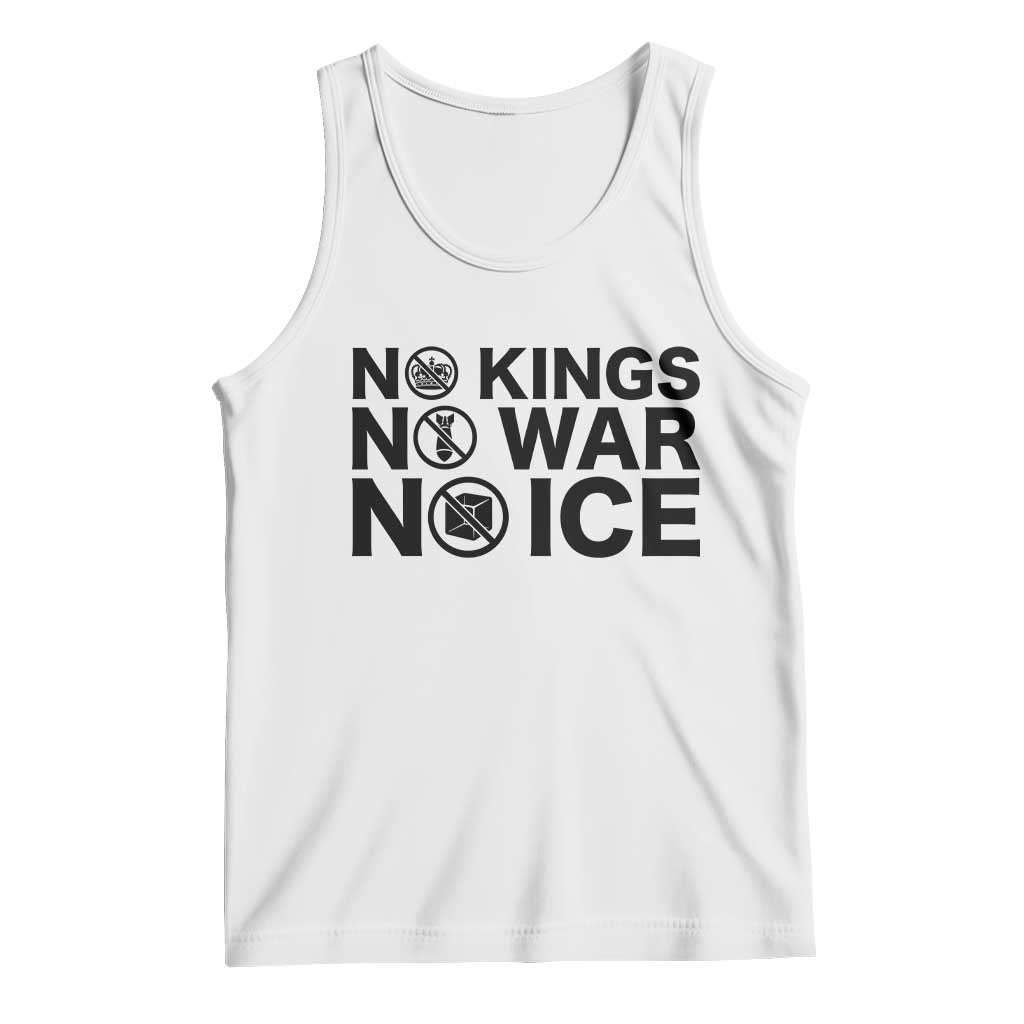 Anti Monarchy Political Tank Top No Kings No Wars No Ice TS12 White Print Your Wear