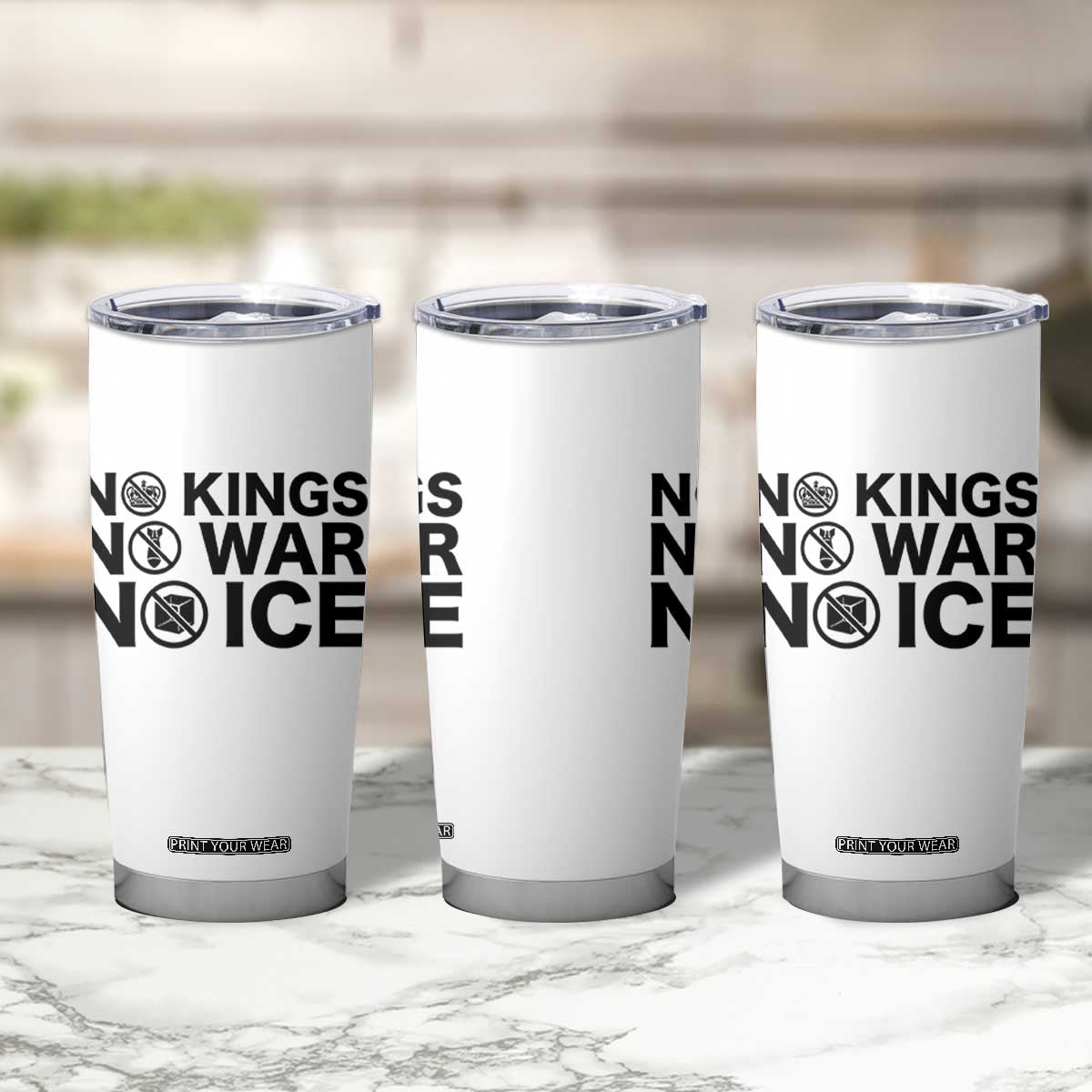 Anti Monarchy Political Tumbler Cup No Kings No Wars No Ice TS12 Print Your Wear