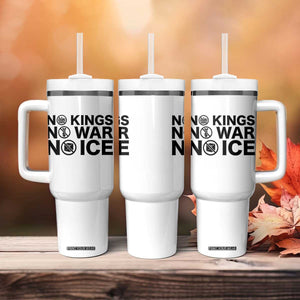 Anti Monarchy Political Tumbler With Handle No Kings No Wars No Ice TS12 Print Your Wear