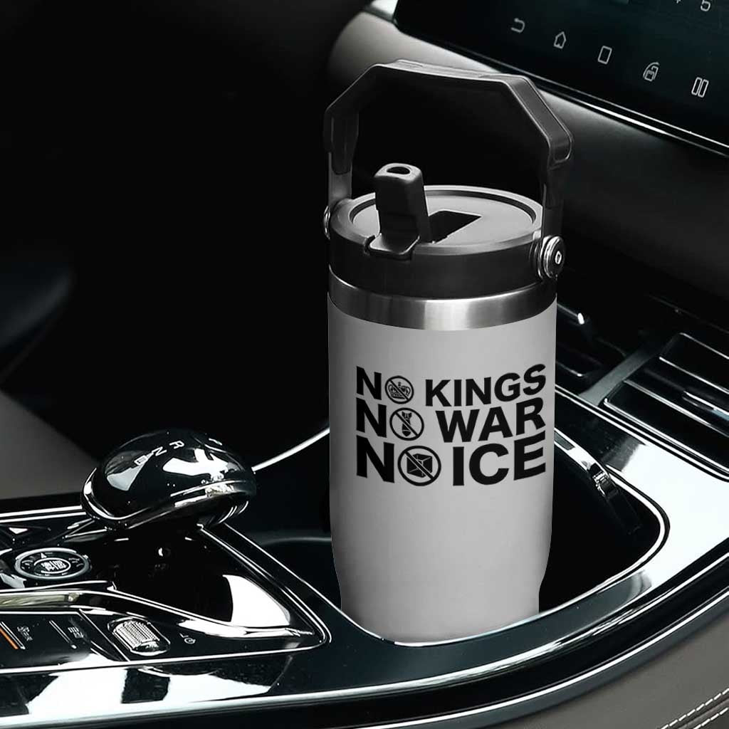 Anti Monarchy Political Flip Straw Tumbler No Kings No Wars No Ice TS12 Print Your Wear