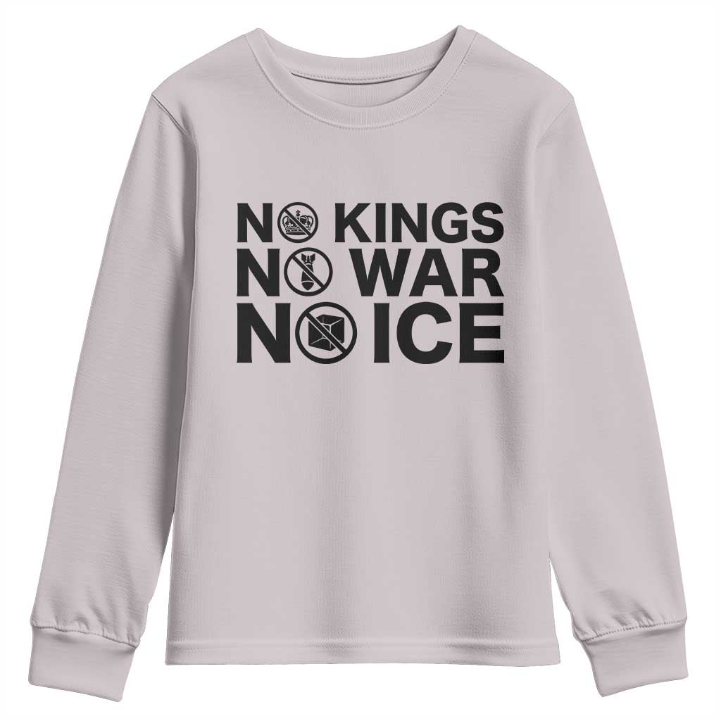 Anti Monarchy Political Youth Sweatshirt No Kings No Wars No Ice TS12 Ice Gray Print Your Wear