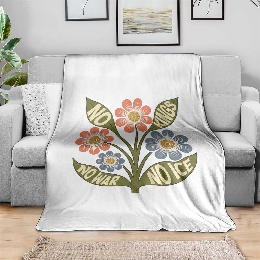 Wildflower Freedom Protest Throw Blanket No Kings No Wars No Ice TS12 Print Your Wear