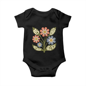 Wildflower Freedom Protest Baby Onesie No Kings No Wars No Ice TS12 Black Print Your Wear