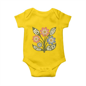 Wildflower Freedom Protest Baby Onesie No Kings No Wars No Ice TS12 Daisy Print Your Wear