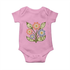 Wildflower Freedom Protest Baby Onesie No Kings No Wars No Ice TS12 Light Pink Print Your Wear