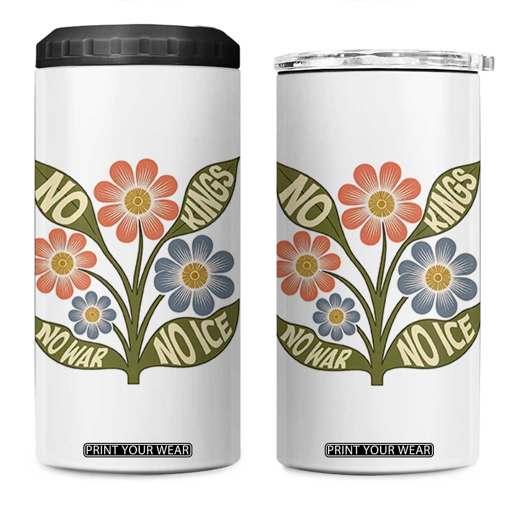 Wildflower Freedom Protest 4 in 1 Can Cooler Tumbler No Kings No Wars No Ice TS12 One Size: 16 oz White Print Your Wear