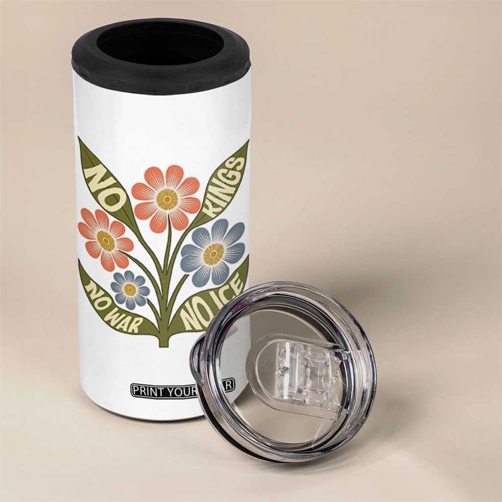 Wildflower Freedom Protest 4 in 1 Can Cooler Tumbler No Kings No Wars No Ice TS12 Print Your Wear