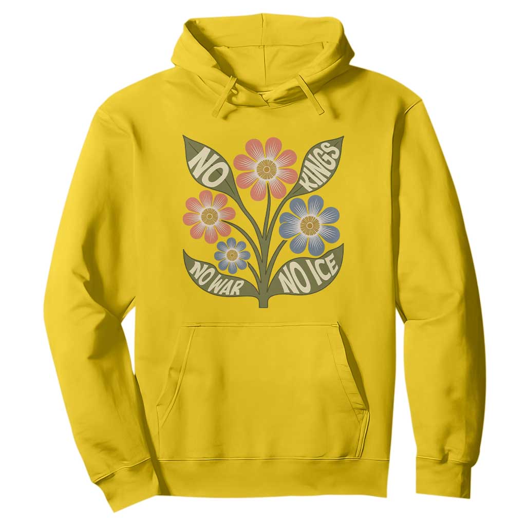 Wildflower Freedom Protest Hoodie No Kings No Wars No Ice TS12 Daisy Print Your Wear