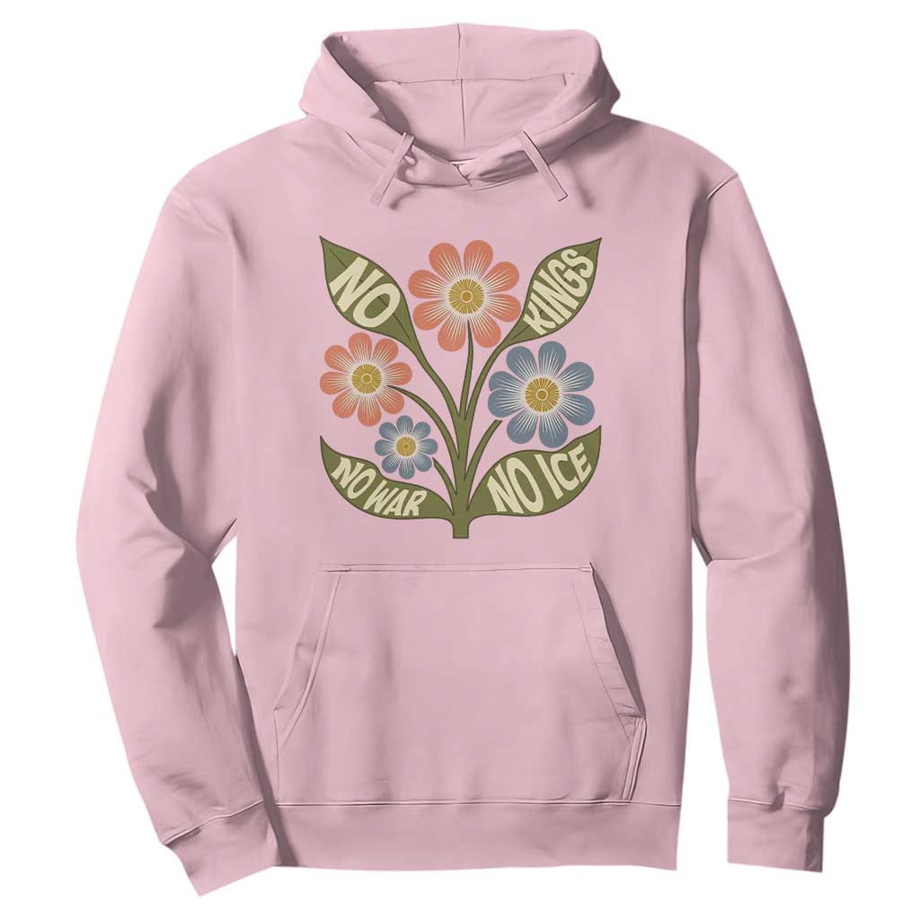 Wildflower Freedom Protest Hoodie No Kings No Wars No Ice TS12 Light Pink Print Your Wear