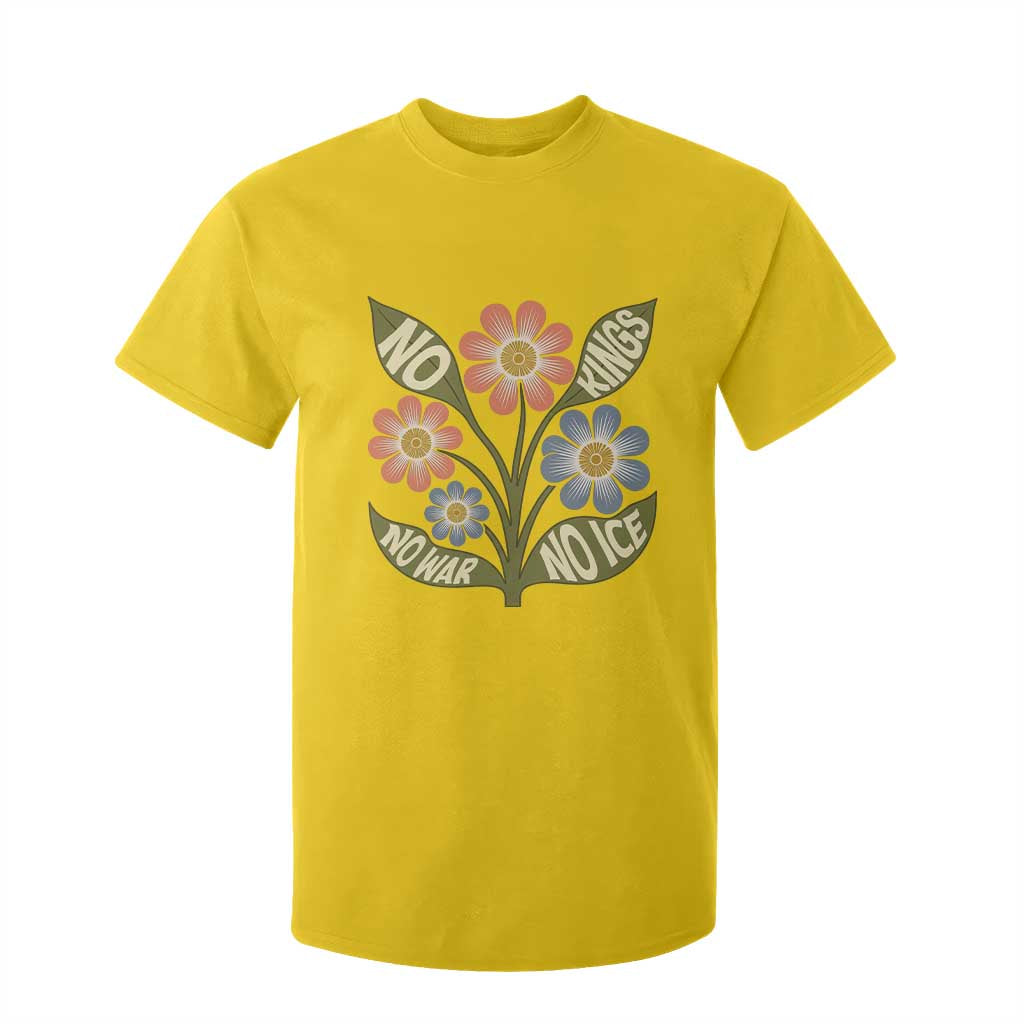 Wildflower Freedom Protest T Shirt For Kid No Kings No Wars No Ice TS12 Daisy Print Your Wear