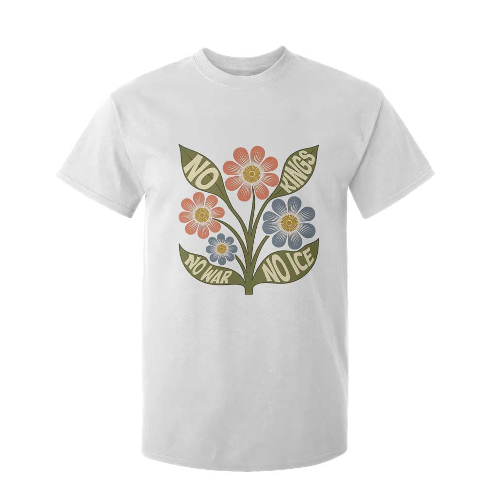 Wildflower Freedom Protest T Shirt For Kid No Kings No Wars No Ice TS12 White Print Your Wear
