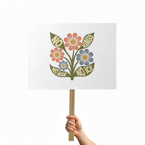 Wildflower Freedom Protest Protest Sign No Kings No Wars No Ice TS12 Horizontal 18" × 24" White Print Your Wear