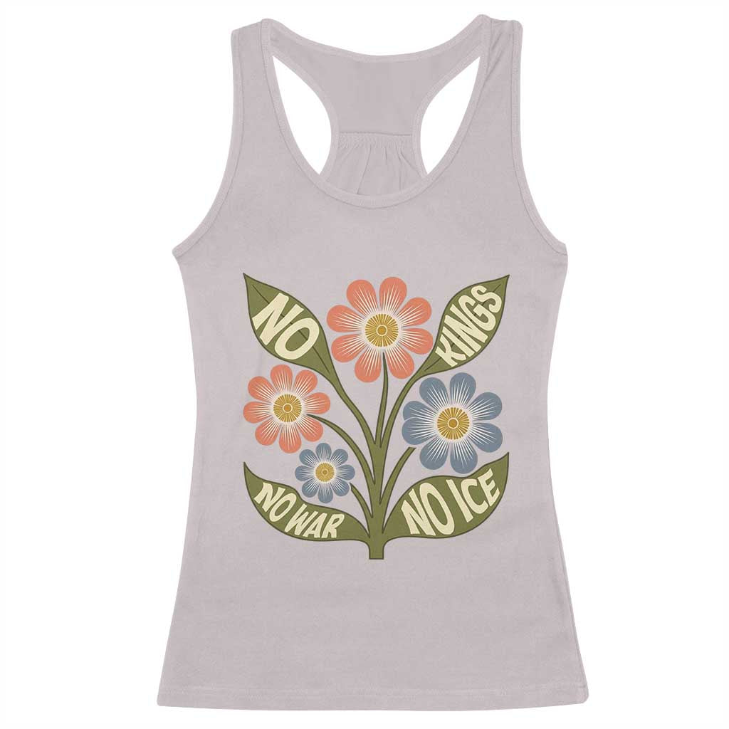 Wildflower Freedom Protest Racerback Tank Top No Kings No Wars No Ice TS12 Ice Gray Print Your Wear