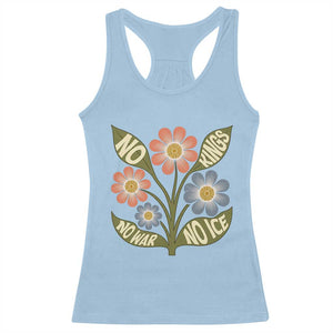 Wildflower Freedom Protest Racerback Tank Top No Kings No Wars No Ice TS12 Light Blue Print Your Wear
