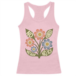 Wildflower Freedom Protest Racerback Tank Top No Kings No Wars No Ice TS12 Light Pink Print Your Wear