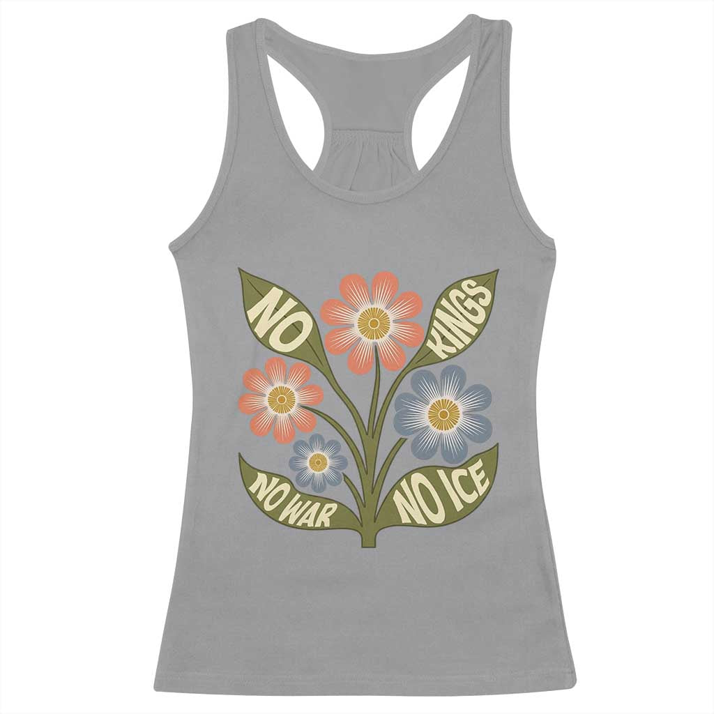 Wildflower Freedom Protest Racerback Tank Top No Kings No Wars No Ice TS12 Sport Gray Print Your Wear