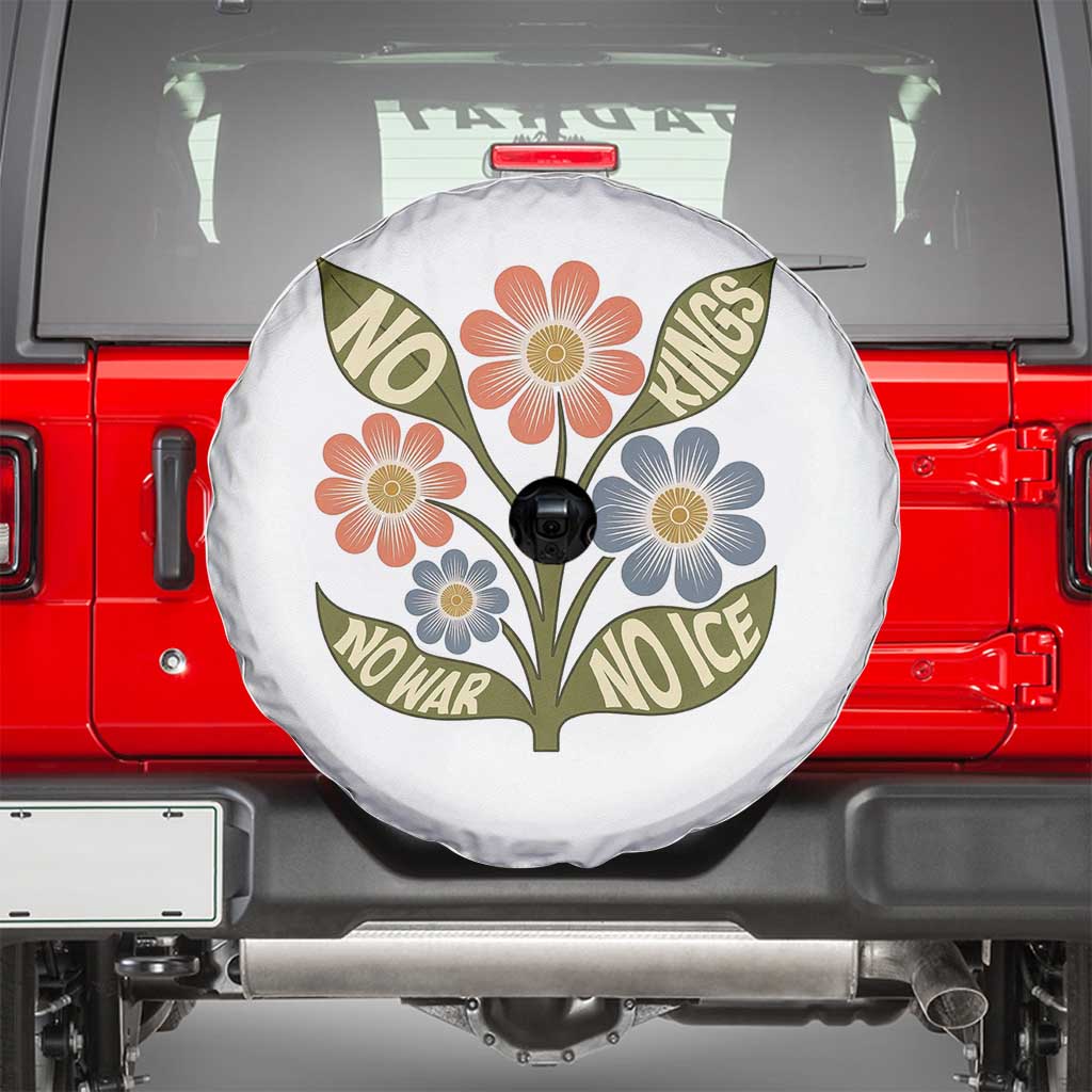 Wildflower Freedom Protest Spare Tire Cover No Kings No Wars No Ice TS12 Black Print Your Wear
