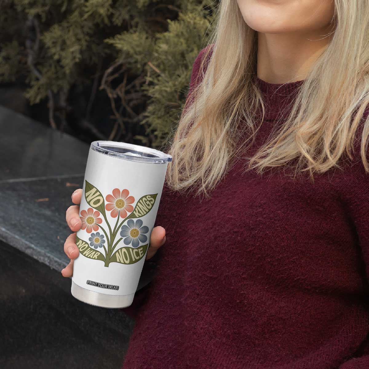 Wildflower Freedom Protest Tumbler Cup No Kings No Wars No Ice TS12 Print Your Wear
