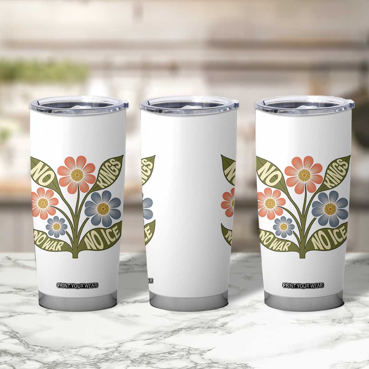 Wildflower Freedom Protest Tumbler Cup No Kings No Wars No Ice TS12 Print Your Wear