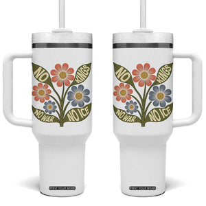 Wildflower Freedom Protest Tumbler With Handle No Kings No Wars No Ice TS12 One Size: 40 oz White Print Your Wear