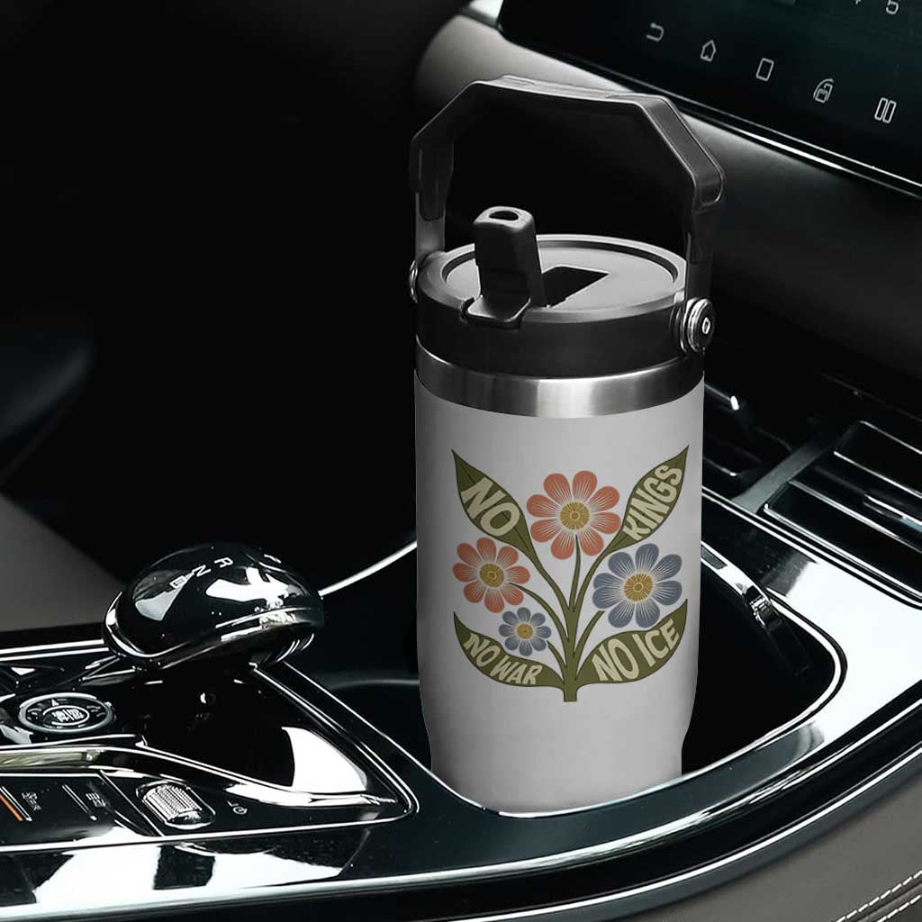 Wildflower Freedom Protest Flip Straw Tumbler No Kings No Wars No Ice TS12 Print Your Wear