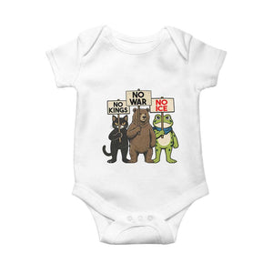 Funny Animal Protest Baby Onesie No Kings No Wars No Ice TS12 White Print Your Wear