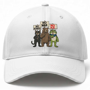 Funny Animal Protest Baseball Cap No Kings No Wars No Ice TS12 Print Your Wear