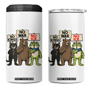 Funny Animal Protest 4 in 1 Can Cooler Tumbler No Kings No Wars No Ice TS12 One Size: 16 oz White Print Your Wear