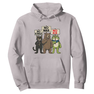 Funny Animal Protest Hoodie No Kings No Wars No Ice TS12 Ice Gray Print Your Wear