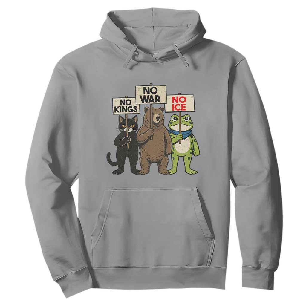 Funny Animal Protest Hoodie No Kings No Wars No Ice TS12 Sport Gray Print Your Wear