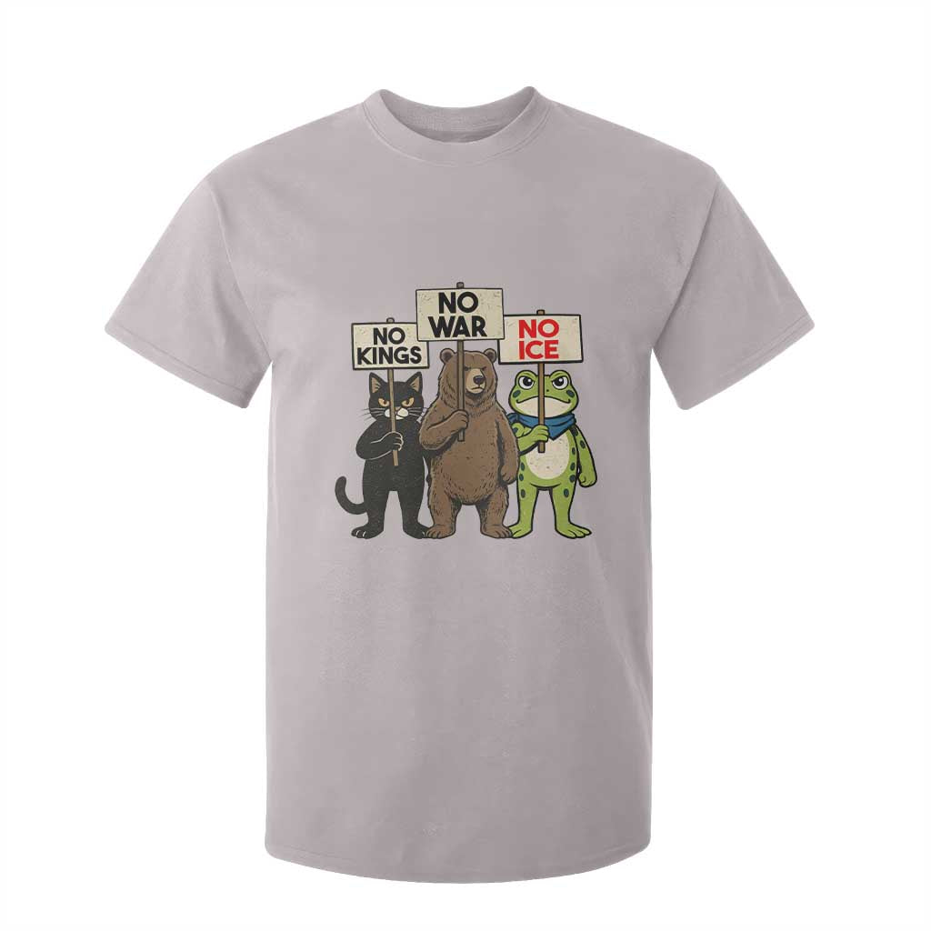 Funny Animal Protest T Shirt For Kid No Kings No Wars No Ice TS12 Ice Gray Print Your Wear