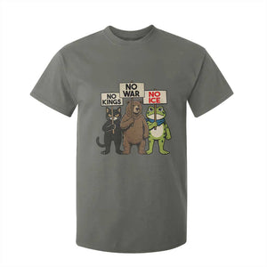 Funny Animal Protest T Shirt For Kid No Kings No Wars No Ice TS12 Military Green Print Your Wear